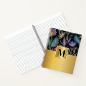 Schwarzes Blumenmuster Feminine Erstklassige Schwa Notizblock (Innenseite)