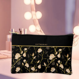 Schwarzes Blumenmuster Hübsches Mädchen Trend Zubehörtasche