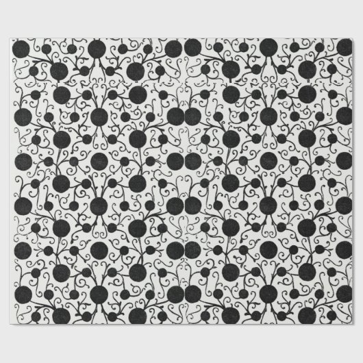 Schwarzes Blumenmuster Papier Geschenkpapier (Flach)