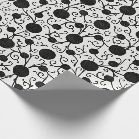 Schwarzes Blumenmuster Papier Geschenkpapier (Ecke)