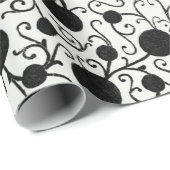 Schwarzes Blumenmuster Papier Geschenkpapier (Rolleneckpunkt)