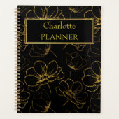 Schwarzes Blumennamen-Design Planer (Vorderseite)