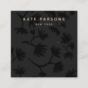 Schwarzes Blumenohrschmuckdisplay Quadratische Visitenkarte