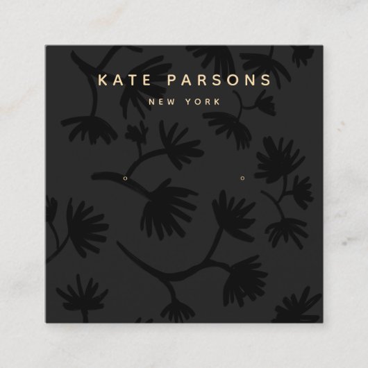 Schwarzes Blumenohrschmuckdisplay Quadratische Visitenkarte (Vorderseite)