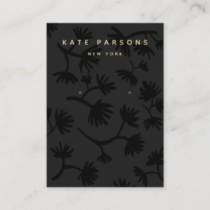 Schwarzes Blumenohrschmuckdisplay Visitenkarte