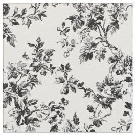 Schwarzes Blumenranken-Toile-Muster Stoff