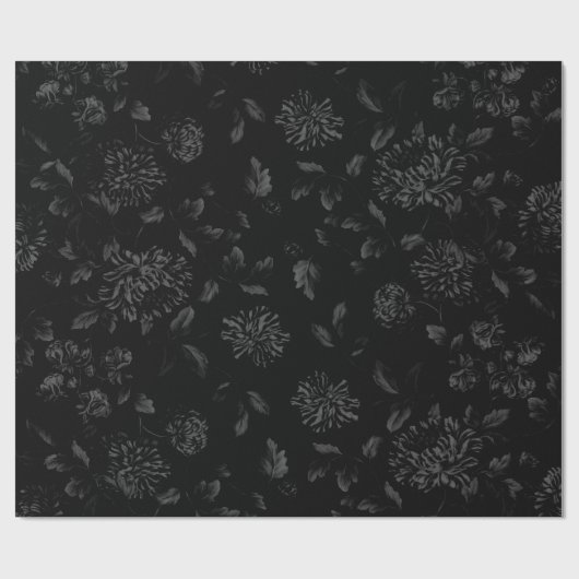 Schwarzes BlumenToile auf Schwarzem Geschenkpapier (Flach)