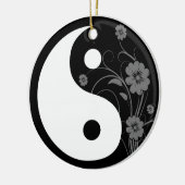 Schwarzes BlumenYin Yang Keramikornament (Links)