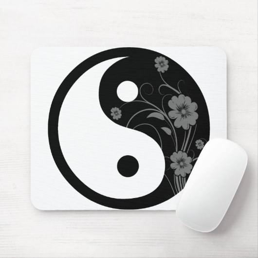 Schwarzes BlumenYin Yang Mousepad (Mit Mouse)