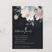 SCHWARZES BLUSFARBENES BRAUTPARTY DANKESKARTE (Vorne/Hinten)