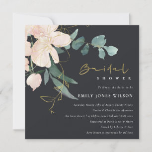 SCHWARZES BLUSFLORAL BUNCH WATERCOLOR BRAUTPARTY EINLADUNG