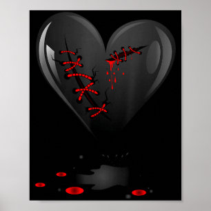 Schwarzes blutendes aufgeschnittenes gebrochenes h poster