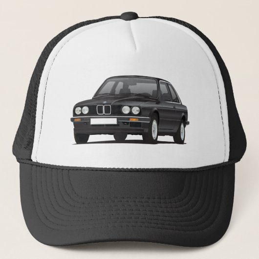 Schwarzes BMW 3 Reihe (E30) Truckerkappe (Vorderseite)