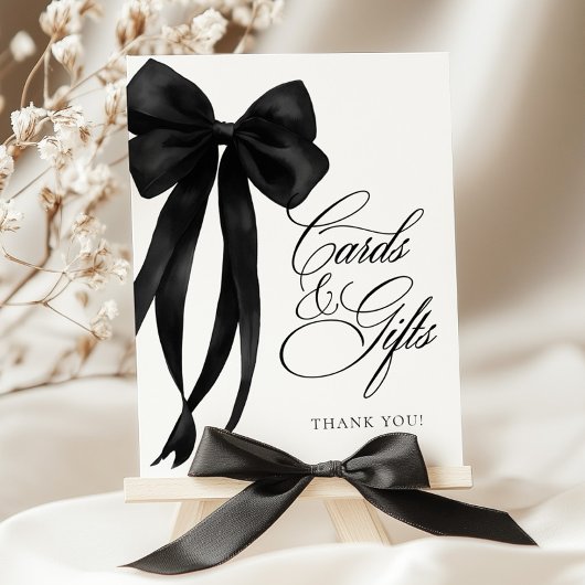 Schwarzes Bogen-Karten-&-Geschenke-Tisch-Schild-Pl Poster