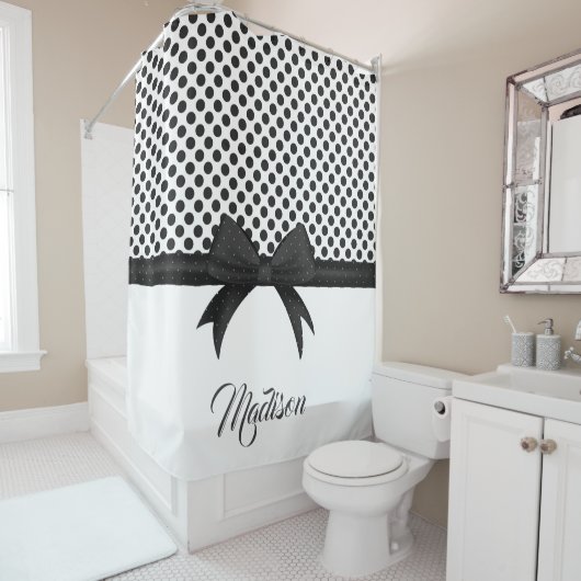 Schwarzes Bogen-und Punkt-Muster Duschvorhang (Beispiel)