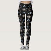 Schwarzes Bohemien-Retro-Böser-Blick-Muster Leggings (Vorderseite)