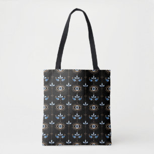 Schwarzes Bohemien-Retro-Böser-Blick-Muster Tasche