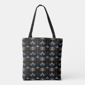 Schwarzes Bohemien-Retro-Böser-Blick-Muster Tasche (Rückseite)
