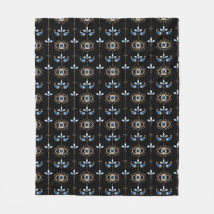 Schwarzes Böhmisches Retro-böses Augenmuster Fleecedecke