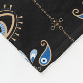 Schwarzes Böhmisches Retro-böses Augenmuster Fleecedecke (Ecke)