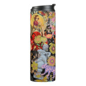Schwarzes Boho-Blumen-Naturmuster Botanisch Thermosbecher (Nach links gedreht)