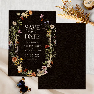 Schwarzes Boho-Blumen-Save-the-Date Save The Date