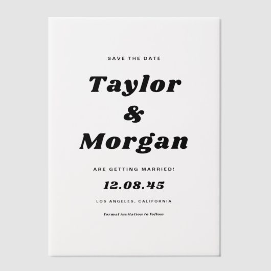 Schwarzes Bold Retro-Script Save the Date Pergament Einladungen (Vorderseite)