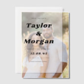 Schwarzes Bold Retro-Script Save the Date Pergament Einladungen (Versatz (Ehepaar))