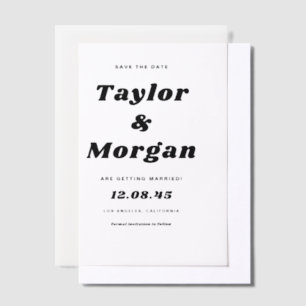 Schwarzes Bold Retro-Script Save the Date Pergament Einladungen