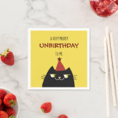 Schwarzes Boost die Katze, lustiger Cartoon Doodle Serviette (Beispiel)