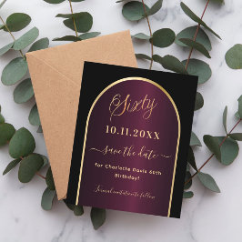 Schwarzes Bordeaux 60. Geburtstagsbudget Save the  Flyer