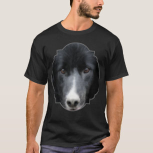 Schwarzes Border Collie-Gesicht Hund T-Shirt