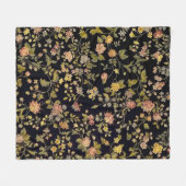 Schwarzes Botanisches Blumenvlies Fleecedecke (Vorderseite (Horizontal))