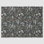 Schwarzes botanisches, elegantes, modernes Familie Seidenpapier (Vorderseite)