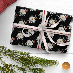 Schwarzes botanisches Feiertags-Geschenkpapier Geschenkpapier