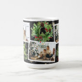 Schwarzes botanisches Foto Collage Weihnachten Kaffeetasse (Mittel)