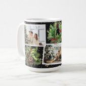 Schwarzes botanisches Foto Collage Weihnachten Kaffeetasse (Vorderseite Links)