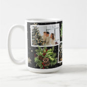 Schwarzes botanisches Foto Collage Weihnachten Kaffeetasse (Links)