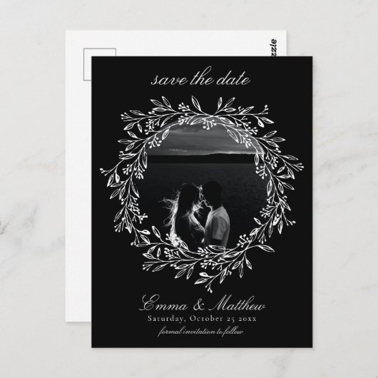 Schwarzes botanisches Gotisches Kraut Save the Dat Postkarte (Vorne/Hinten)