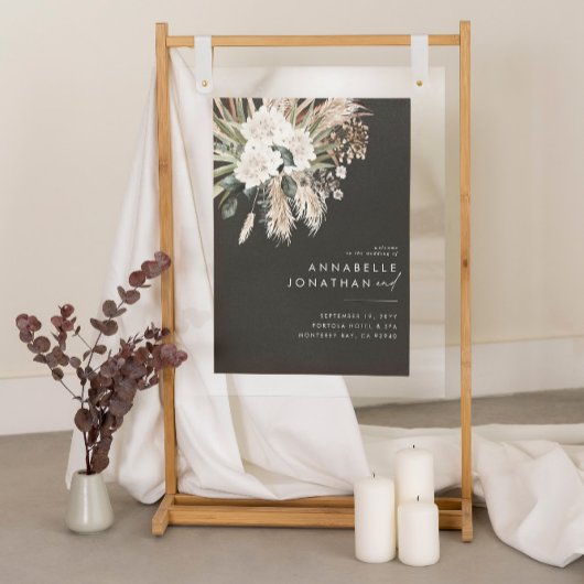 Schwarzes botanisches, modernes, elegantes Blattwe Poster