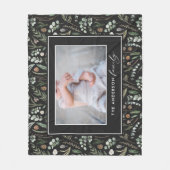 Schwarzes botanisches, modernes Foto Fleecedecke (Vorderseite)