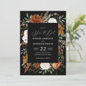 Schwarzes botanisches rustikales Foto Save the Dat Date (Stehend Vorderseite)