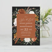 Schwarzes botanisches rustikales Foto Save the Dat Save The Date (Stehend Vorderseite)