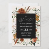 Schwarzes botanisches rustikales Foto Save The Date (Vorderseite)