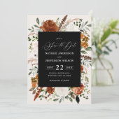 Schwarzes botanisches rustikales Foto Save The Date (Stehend Vorderseite)