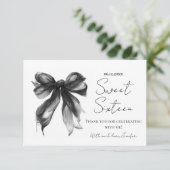 Schwarzes Bow Coquette Schrift Süßes 16 Danke (Stehend Vorderseite)