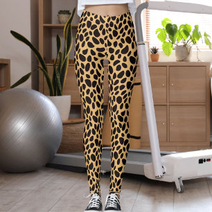 Schwarzes Braun und Beiges Großkatzenmuster Leopar Leggings