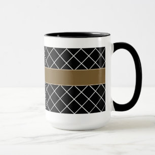 Schwarzes braunes monogrammiertes Herren- Tasse