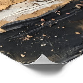 Schwarzes braunes Textur-Streifen-Poster Poster (Ecke)