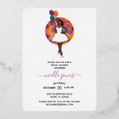 Schwarzes Brautparty Balloons & Blume Folieneinladung (Rückseite)